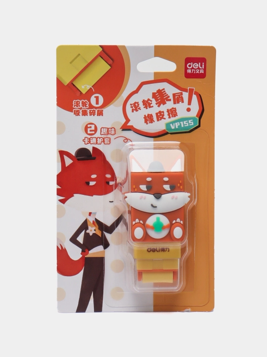 Ластик роликовый мультяшный PVC Deli VP155, 150×89×28 мм