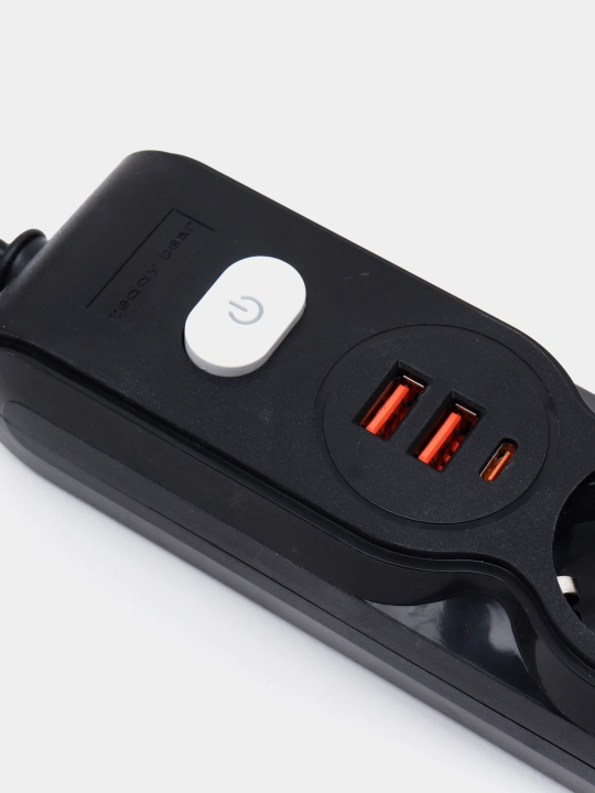 Сетевой фильтр, удлинитель электрический, 3 розетки, 2 USB порта, Type-C, тройник