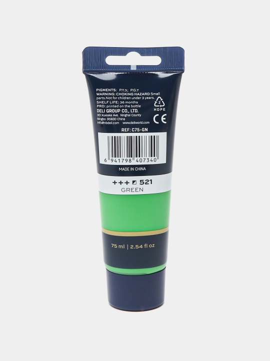GREEN Deli EC75-GN tubali akril bo‘yog‘i, 75 ml