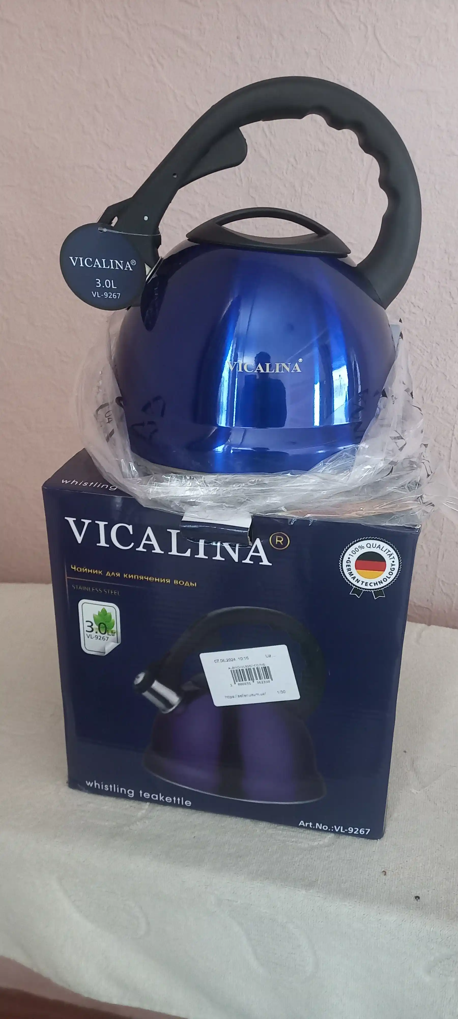 Чайник Vicalina, металлический, керамический, со свистком для всех видов плит
