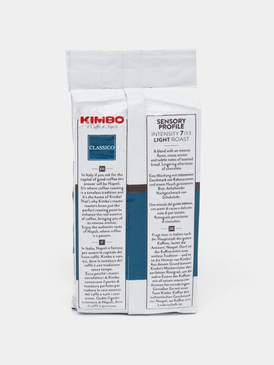 Kimbo Classico maydalangan qahvasi,250 g yumshoq qadoqda, yengil