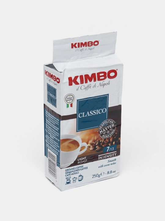 Kimbo Classico maydalangan qahvasi,250 g yumshoq qadoqda, yengil
