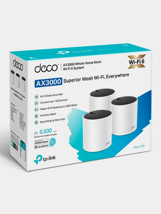 Uy va ofis uchun mesh WiFi tizim "TP-Link Deco X55 AX3000 3-qurilmalar"