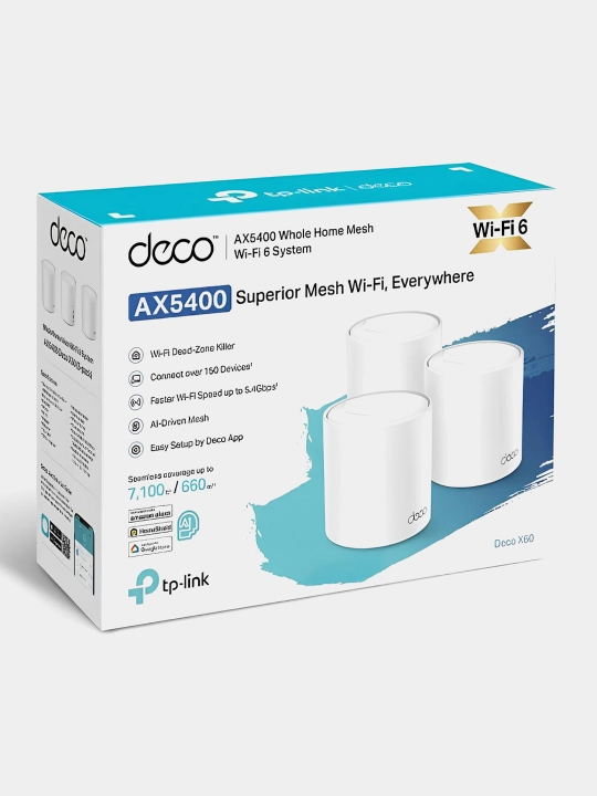Uyga va ofis uchun Mesh WiFi tizim TP-Link Deco X60 AX5400 (3-qurilmalar) - 
