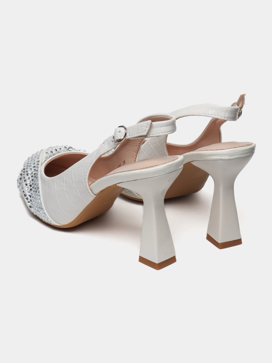 Босоножки для девушек и женщин, средний каблук, с узким закрытым носом