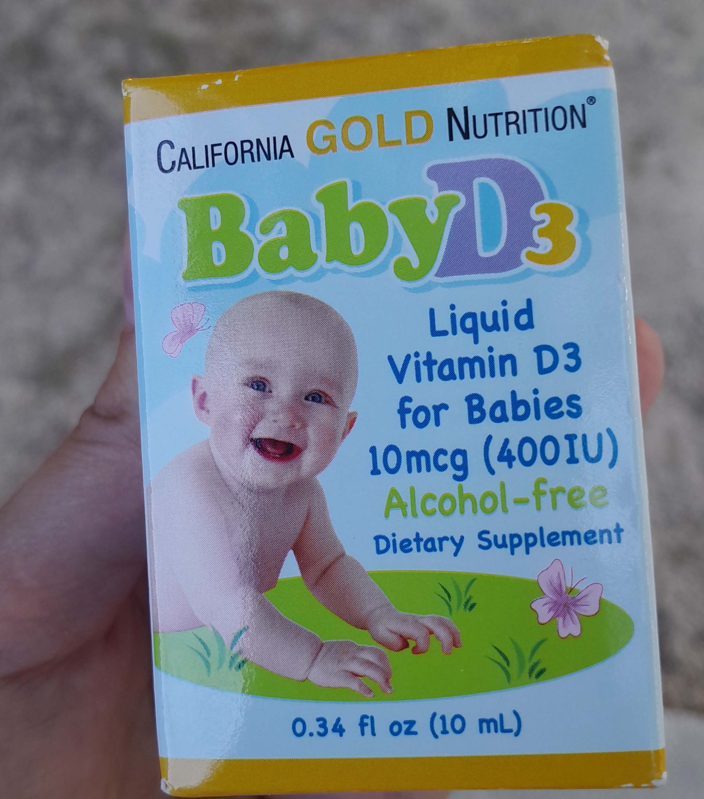 Жидкий витамин Д3 для детей California Gold Nutrition, Baby D3, 400 МЕ, 10 мл