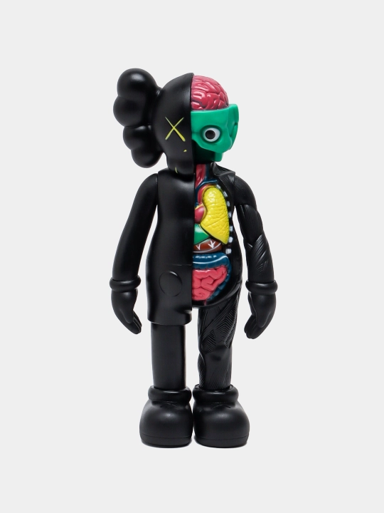 Sovg‘a qutisi bilan Kaws besh yillik haykalchasi, interyer dizayni uchun, bearbrik qavs - 
