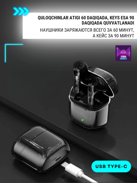 Simsiz sensorli quloqchinlar TWS YX06, faol shovqinni bosuvchi, ishlashi 6 soatgacha