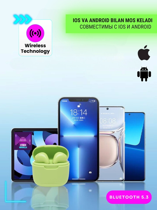Simsiz sensorli quloqchinlar TWS B21, shovqinni faol bosuvchi, iOS va Android uchun