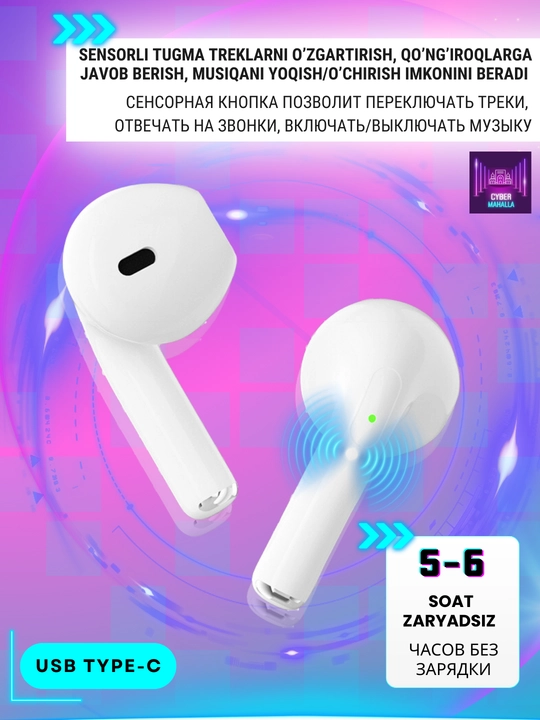 Simsiz sensorli quloqchinlar TWS B21, shovqinni faol bosuvchi, iOS va Android uchun