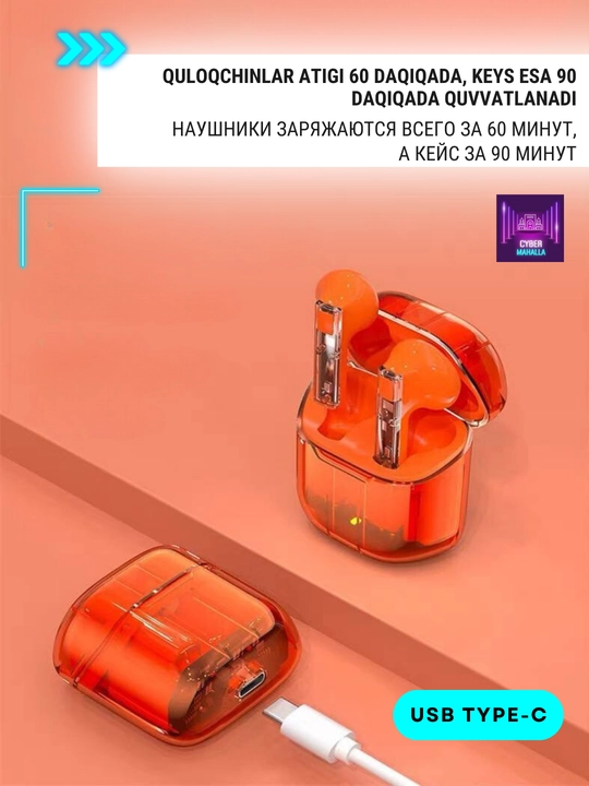 Simsiz sensorli quloqchinlar TWS YX06, faol shovqinni bosuvchi, ishlashi 6 soatgacha