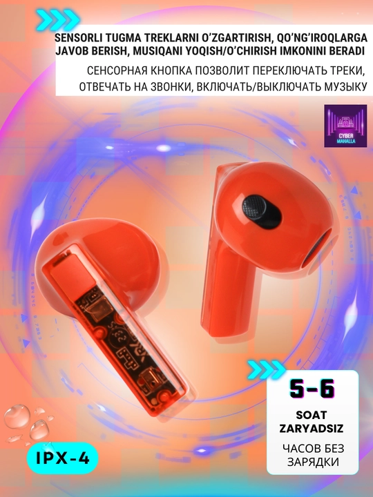 Simsiz sensorli quloqchinlar TWS YX06, faol shovqinni bosuvchi, ishlashi 6 soatgacha