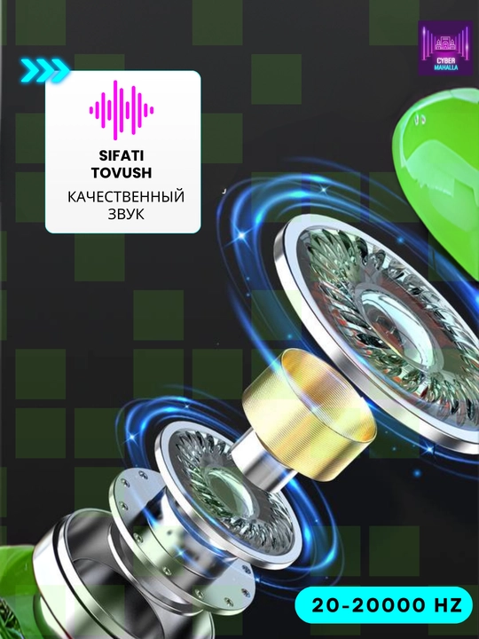 Simsiz sensorli quloqchinlar TWS YX06, faol shovqinni bosuvchi, ishlashi 6 soatgacha