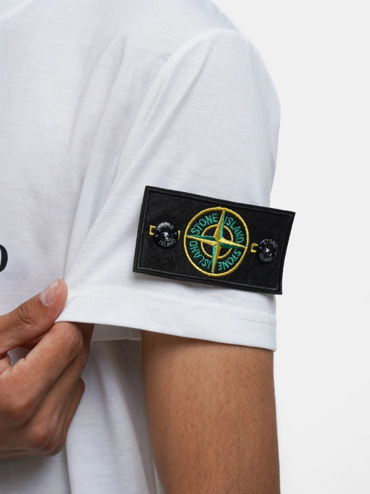 Stone erkaklar uchun Stone Island, qisqa yengli, kashta tikilgan, futbolka