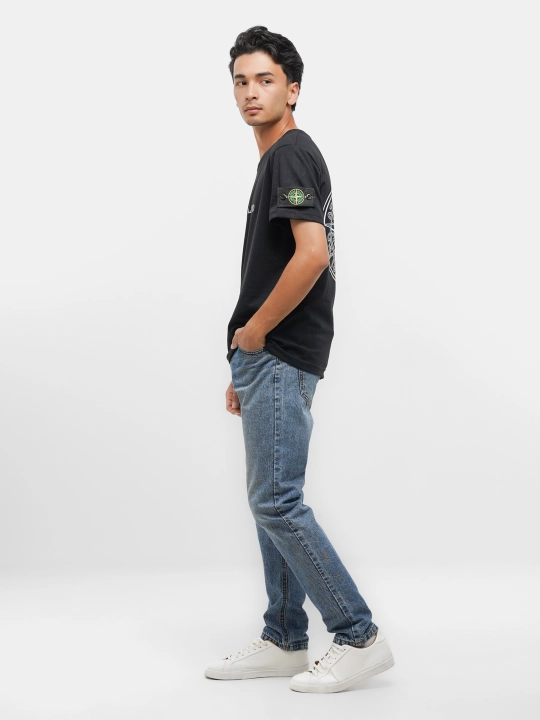 Stone erkaklar uchun Stone Island, qisqa yengli, kashta tikilgan, futbolka