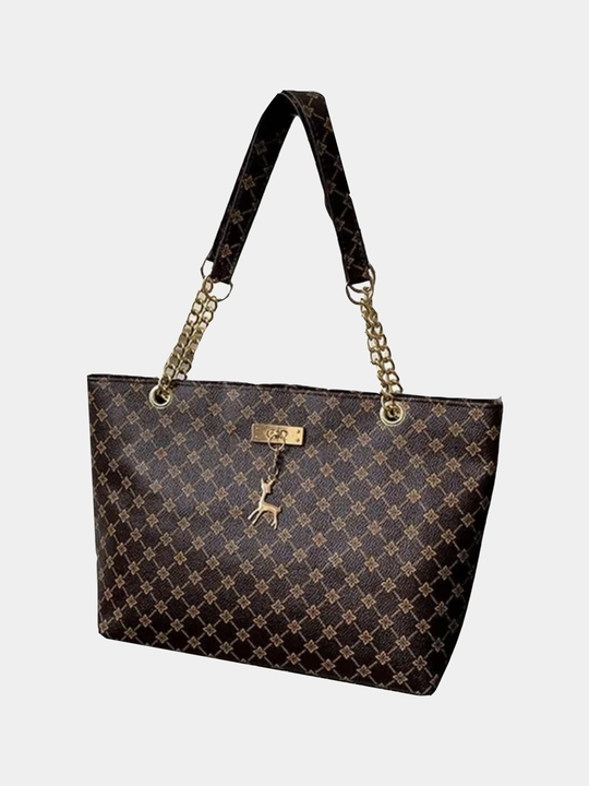 Ayollar uchun charm shopper sumkasi, qulay elkama-kamar va bosma bilan