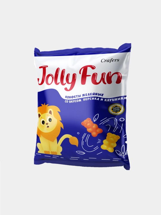 Jeleli konfetlar Jolly Fun shaftoli va qulupnay ta'mi bilan, 70 g