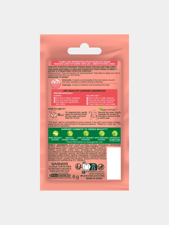 Ko'z patchlari Garnier Skin Active Probiyotiklar bilan tiklo'vchi