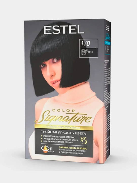 Крем-гель краска для волос Estel Color Sign, тон черный классический, 140 мл - 