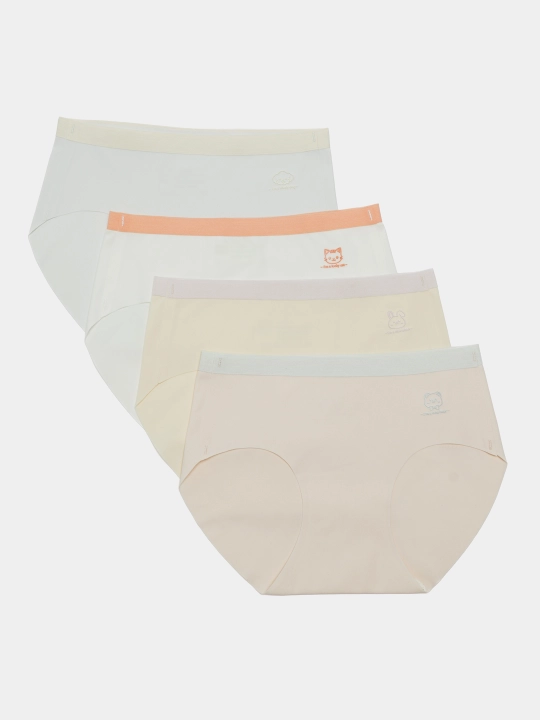 Qizlar uchun choksiz slip ichki kiyim, 4 dona, 2 dona to‘plam, Miiow - 