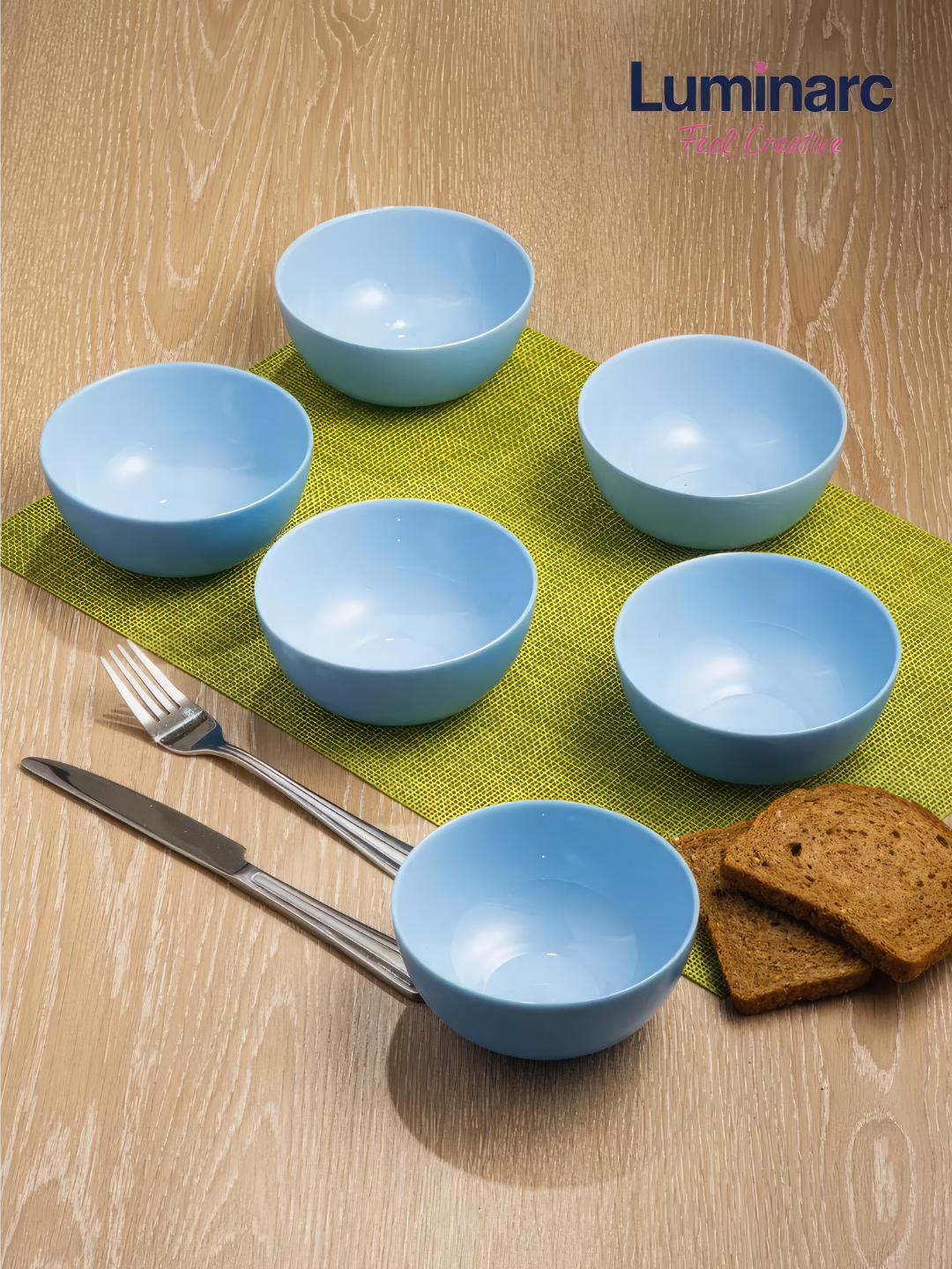 Salat idishlari Luminarc Diwali Light Blue, 12 sm, to'plamda 6 dona