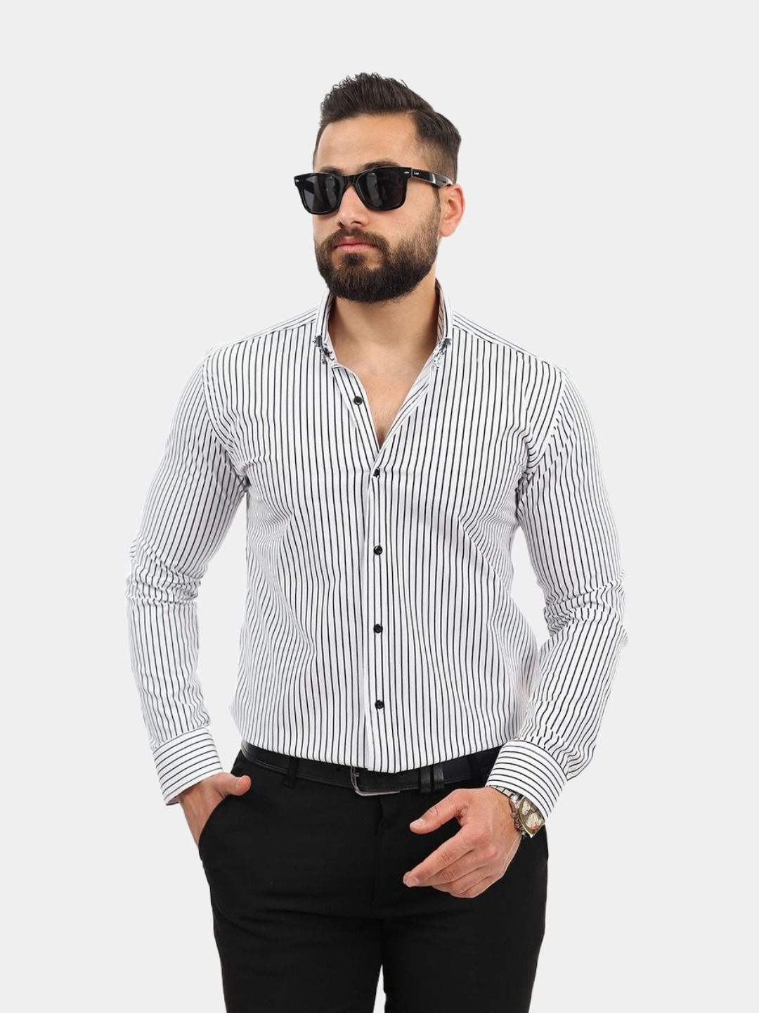 Рубашка мужская в полоску "Slim Fit" купить по низким ценам в интернет ...