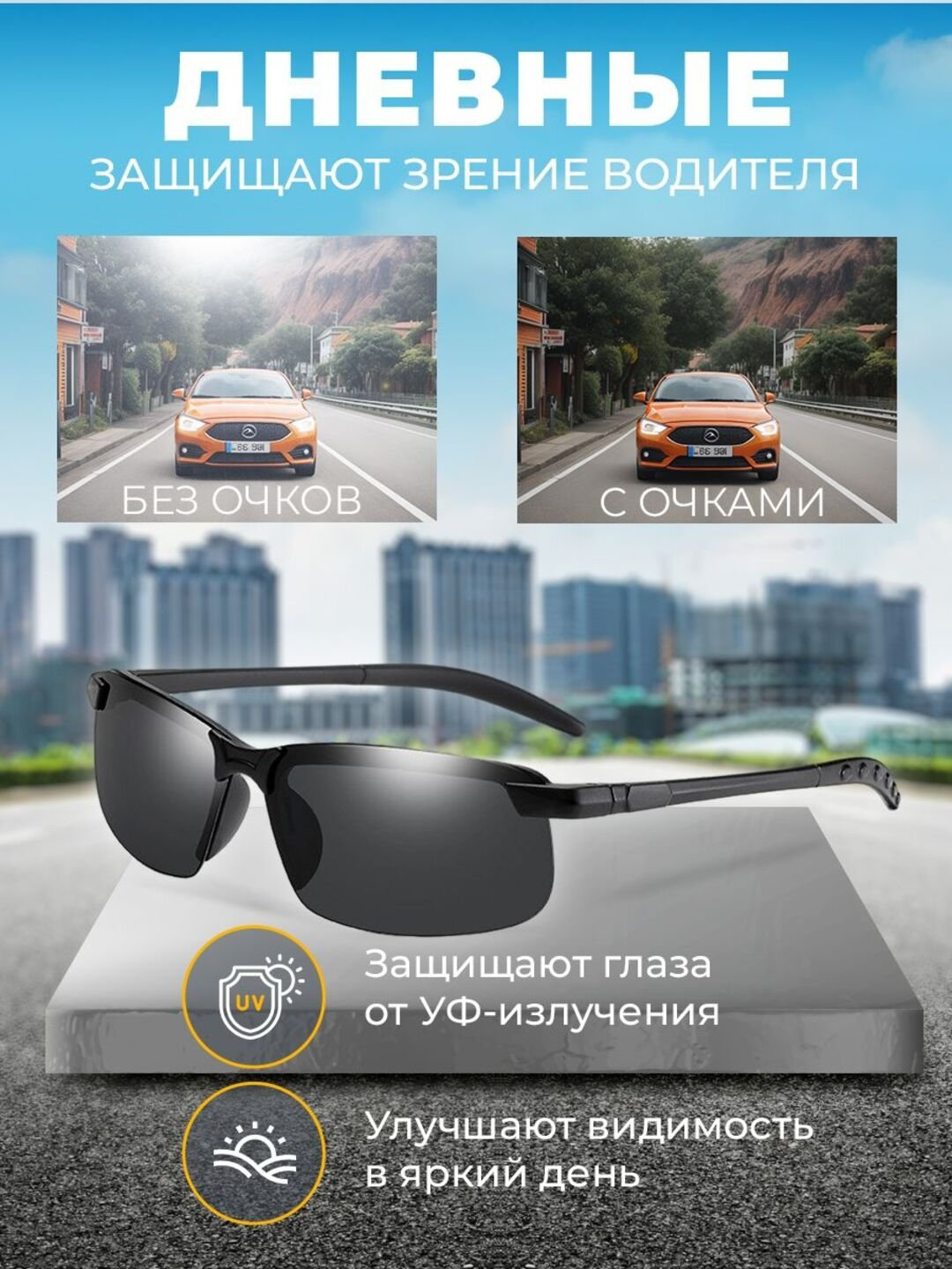 Солнцезащитные очки, антибликовые, для водителей, мужские купить по ...