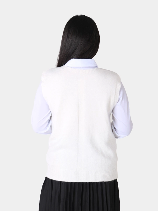 Ayollar jiletkasi – angora, V-shakldagi yoqa