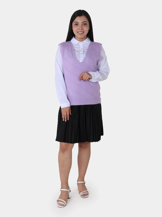 Ayollar jiletkasi – angora, V-shakldagi yoqa