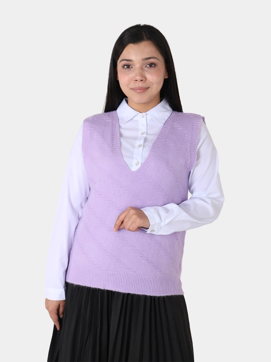 Ayollar jiletkasi – angora, V-shakldagi yoqa