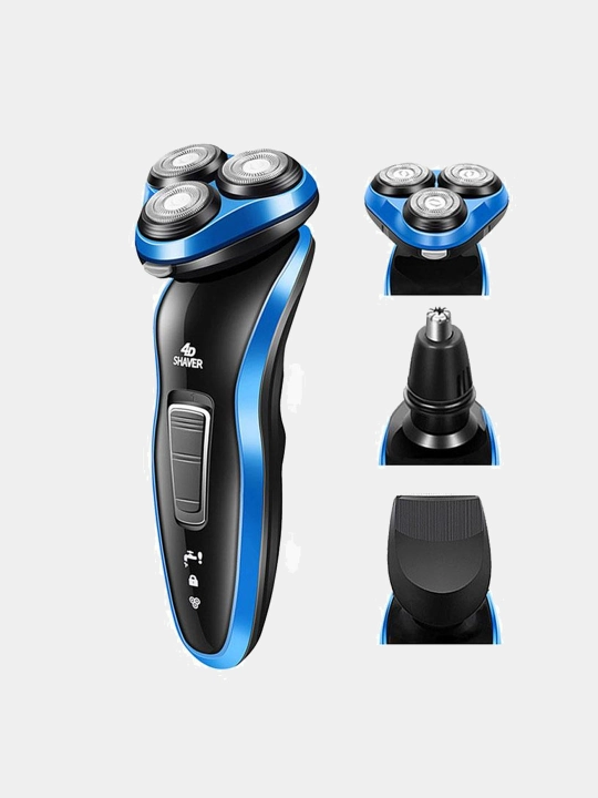 4D Shaver cho‘tkali 3x1 burun va quloq trimmerli elektr ustara - 