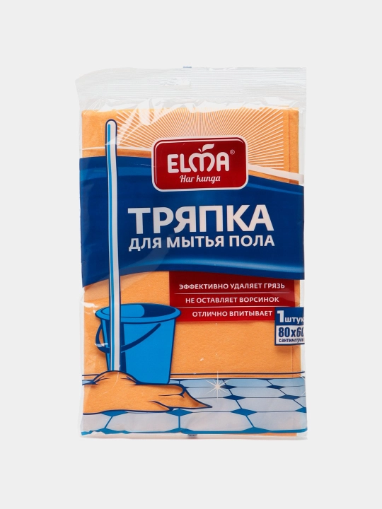 Тряпка для мытья пола ELMA 80×60 см, впитывающая, без ворса - 