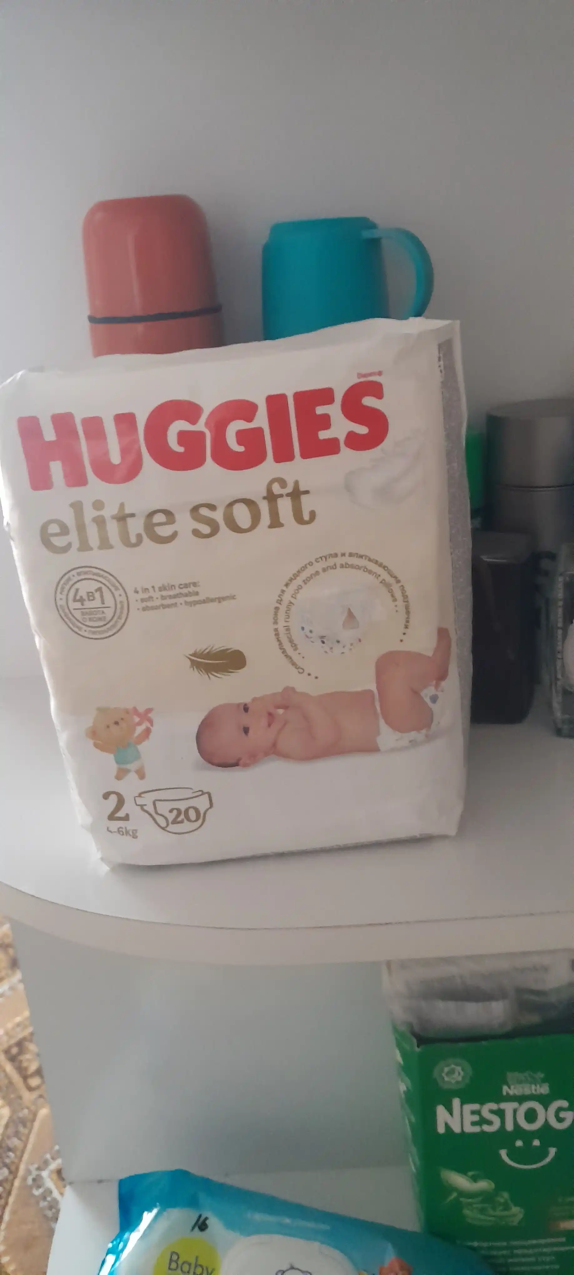 Подгузники Huggies Elite Soft для новорожденных 4-6 кг, 2 размер, 20 шт