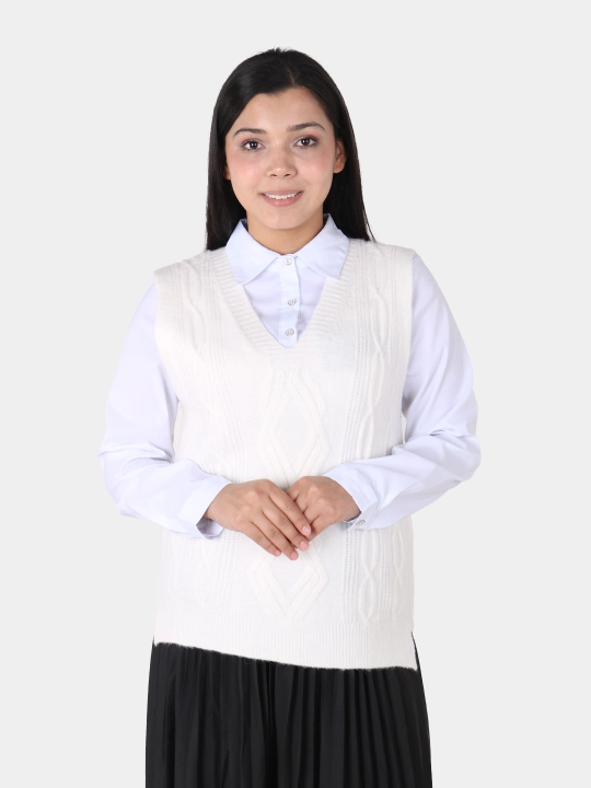 Ayollar kamzuli, angora, V-shakl yoqali