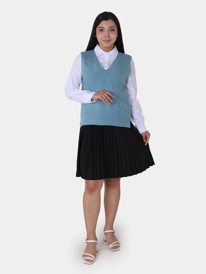 Ayollar kamzuli, angora, V-shakl yoqali