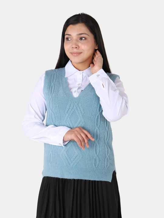 Ayollar kamzuli, angora, V-shakl yoqali