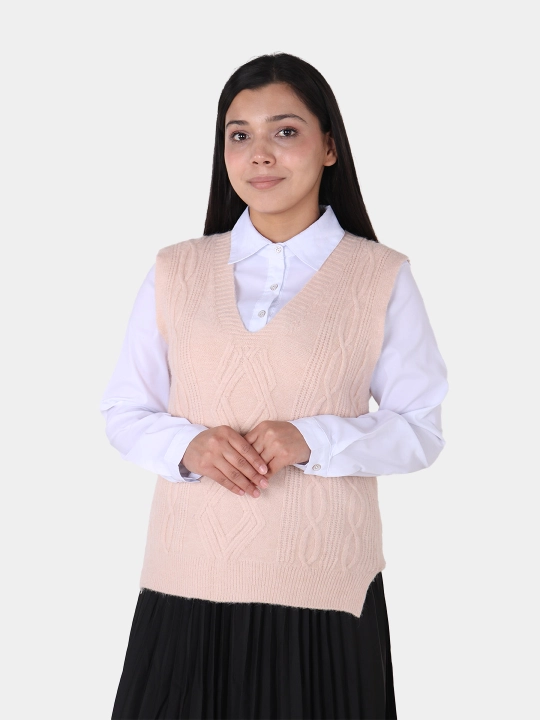 Ayollar kamzuli, angora, V-shakl yoqali