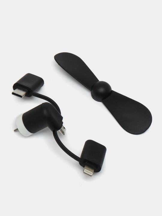 Portativ mini ventilyator, universal, "USB, Type-C, Micro, Lightining", 3 tasi 1 da