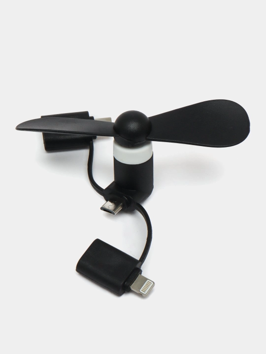 Portativ mini ventilyator, universal, "USB, Type-C, Micro, Lightining", 3 tasi 1 da