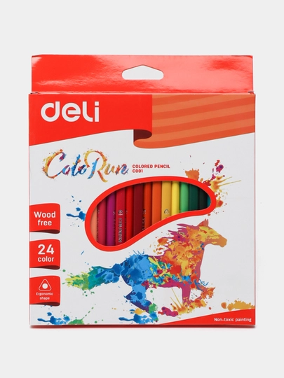 Карандаш 24 цв Deli 120 — ДЕЛИ-P1096F5-СИНИЙ