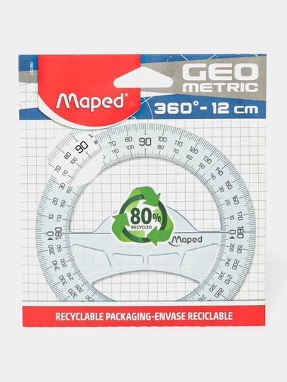 Линейка транспортир Maped 242360, 360 гр, 12 см диаметр