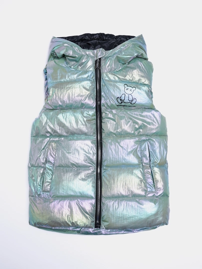 Утепленный стеганый жилет для девочки — BOOMKID-2300W-БИРЮЗ-98
