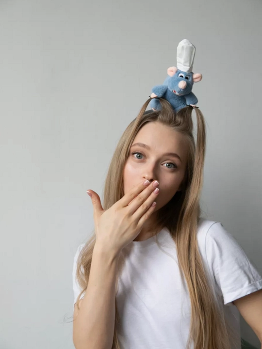 Ободок в стиле "Рататуй", с зажимом, для девушек, с мягкой игрушкой крысой