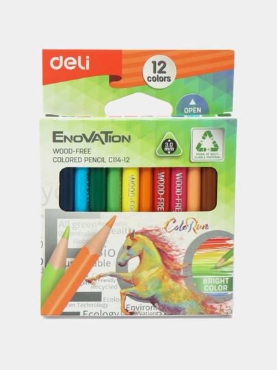 Карандаши цветные, 12 цветов, Deli EC114-12