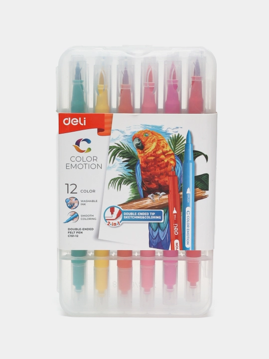 Фломастеры Deli EC151-12, 12 цветов - 