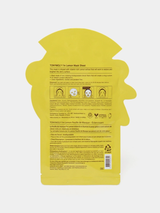 Yuz uchun niqob TonyMoly Im lemon, oqartiruvchi, 21 ml