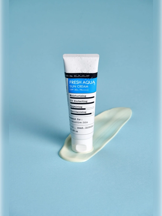Namlik beruvchi SPF krem oq izlarsiz va yopishqoq emas Derma Factory Fresh Aqua Sun Cream