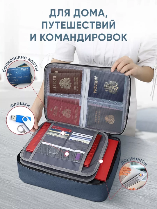 Сумка-органайзер для документов, для хранение предметов, с кодовым замком 