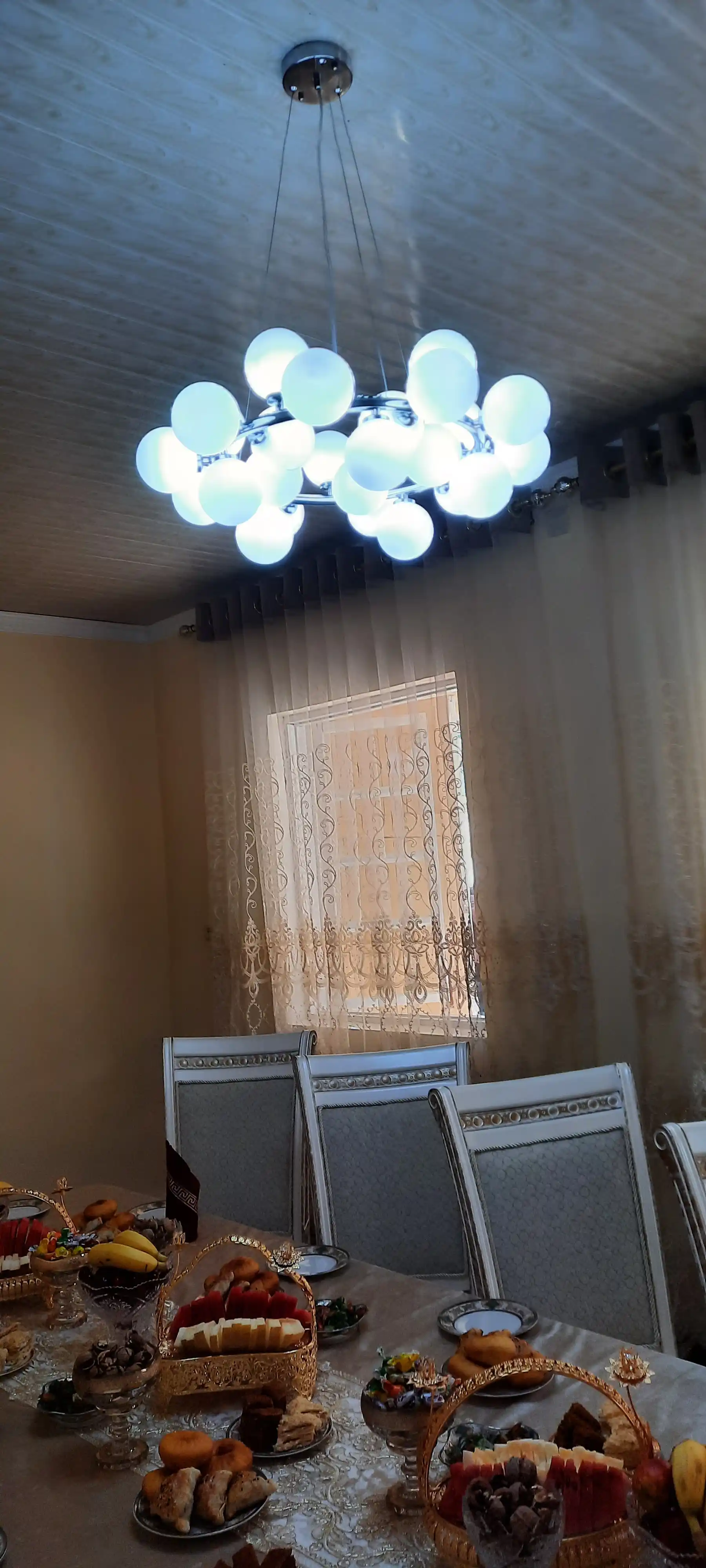 25 ta plafonli shift qandil, osma LED qandil, 2 xil rangda, sovg‘a sifatida lampochkalar