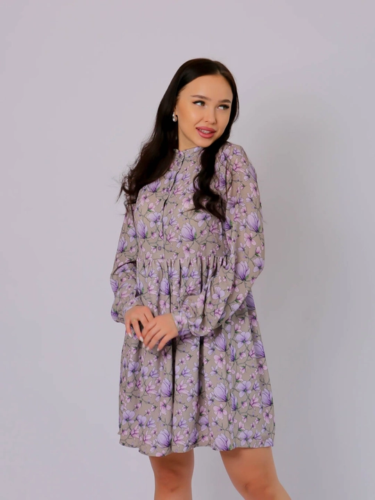 Платье с длинным рукавом, шифон